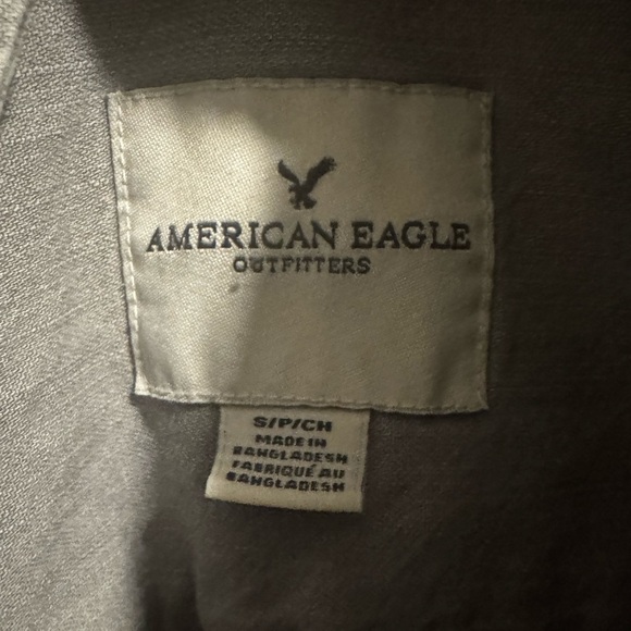 Gray Ombre Two Tone Vintage American Eagle Button Up Short Sleeve Street Shirt - Picture 3 of 4